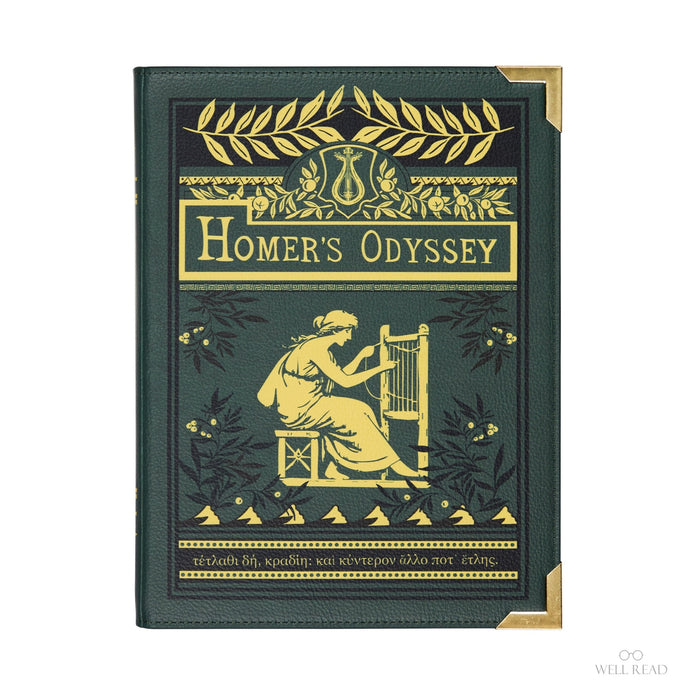 Book cover of 'Homer's Odyssey' with decorative elements on a white background