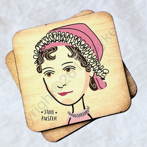 Jane Austen Rustic Wooden Coaster
