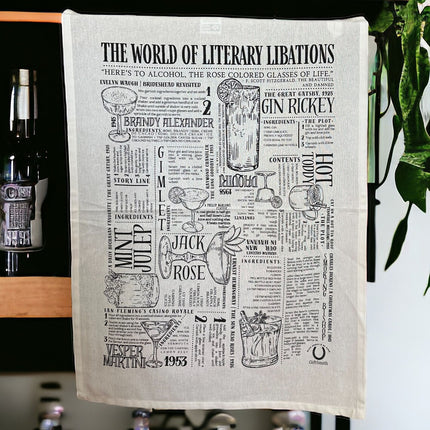 Literary Libations: Fairtrade Cotton Cocktail Tea Towel