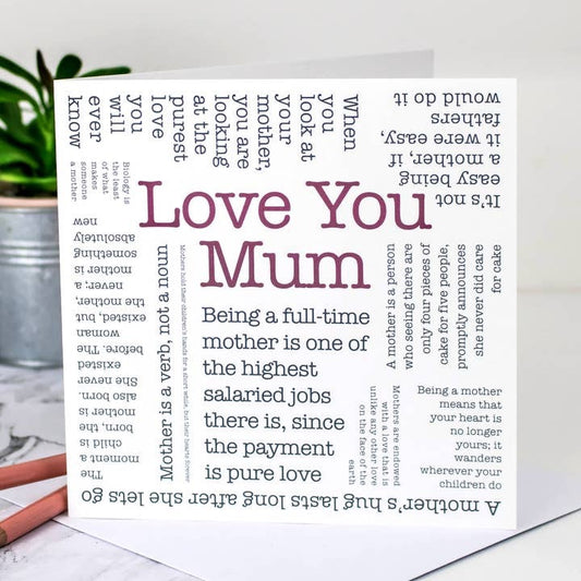 Love You Mum Greeting Card