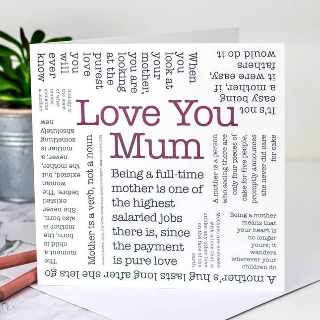 Love You Mum Greeting Card