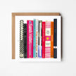 Card with images of books on a white background