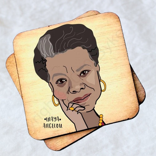 Maya Angelou Rustic Wooden Coaster