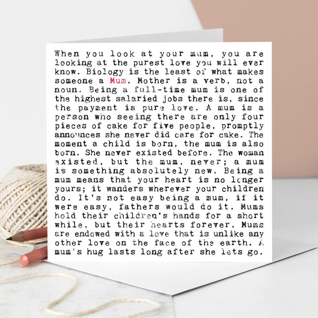 Mum Heartfelt Quotes Card