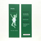 Two green bookmraks with text and a silhouette of a person, on a white background.