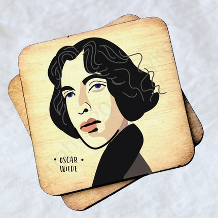 Oscar Wilde Rustic Wooden Coaster