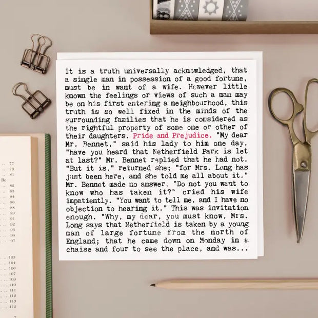 Pride and Prejudice - Jane Austen Greeting Card