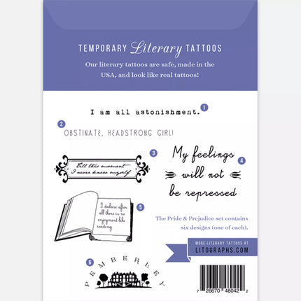 Pride and Prejudice Temporary Tattoo Pack