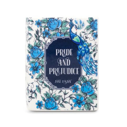 CandleBook cover of 'Pride and Prejudice' with floral and peacock design