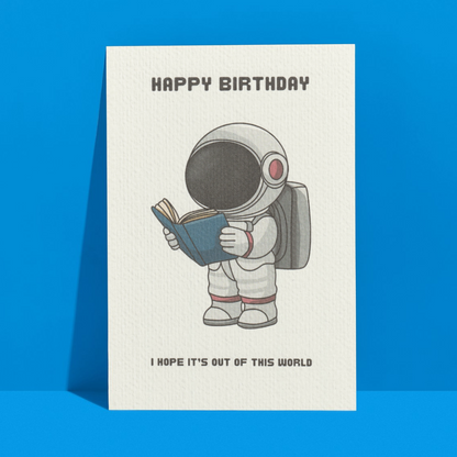 Reading Astronaut Birthday Card - A6