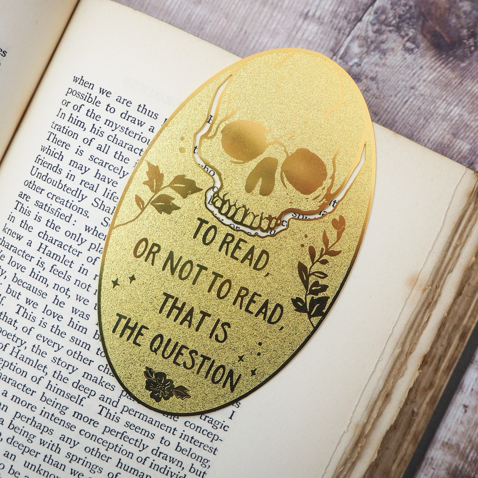 Shakespeare Hamlet Skull Brass Bookmark