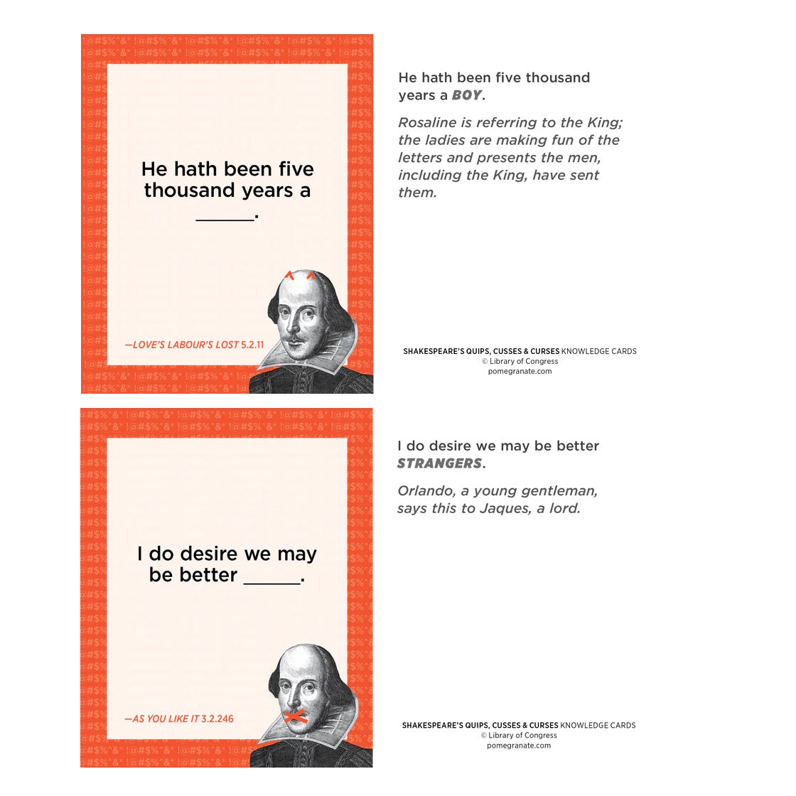 Shakespeare`s Quips, Cusses & Curses Knowledge Cards