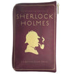 A Burgundy Zipped Pouch featuring a silhouette of Sherlock Holmes