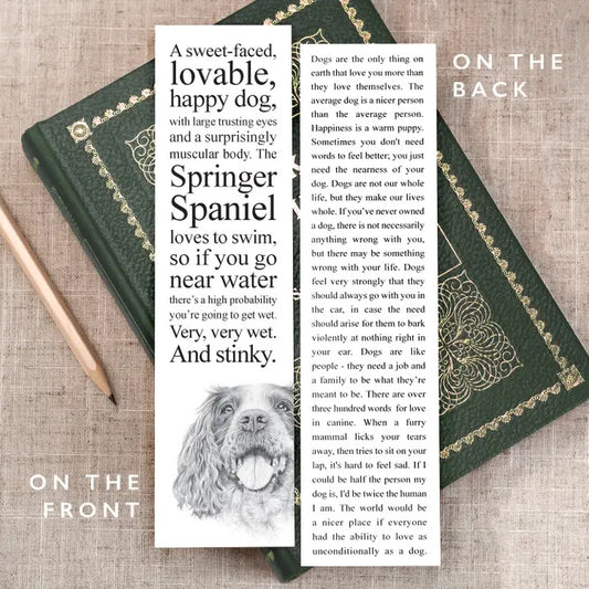 Book with text and a dog illustration on a textured surface