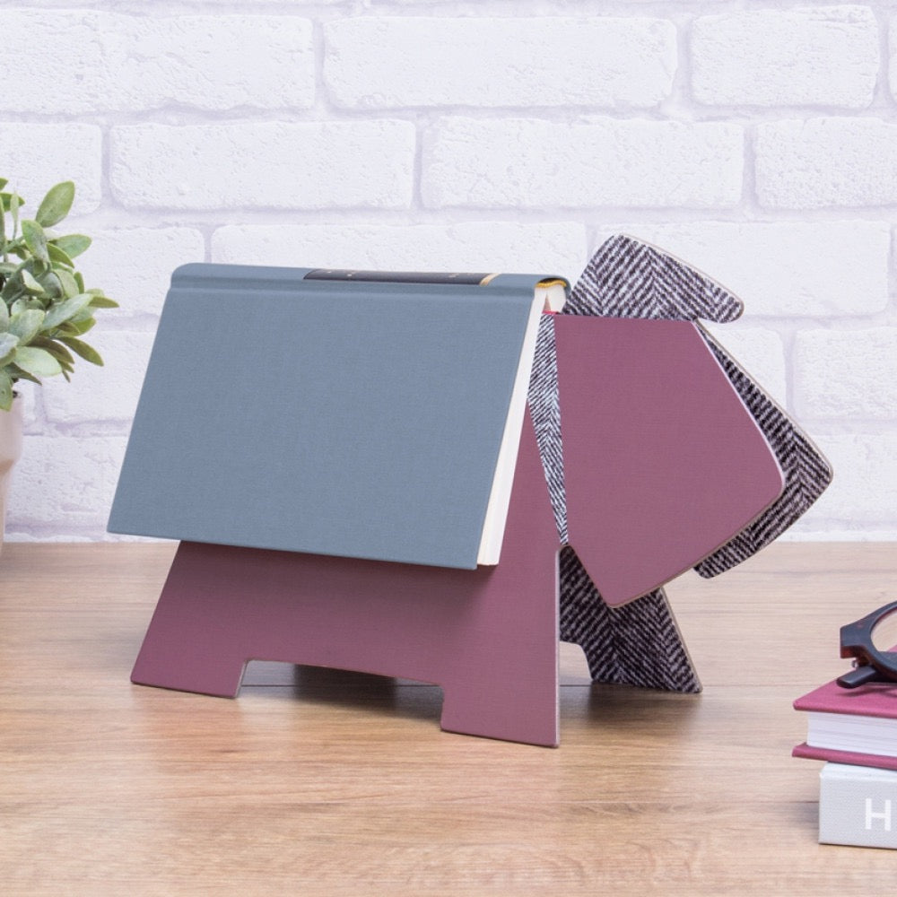 Stay! Doggy Book Rest - Purple Herringbone