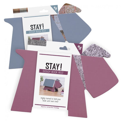 Stay! Doggy Book Rest - Purple Herringbone
