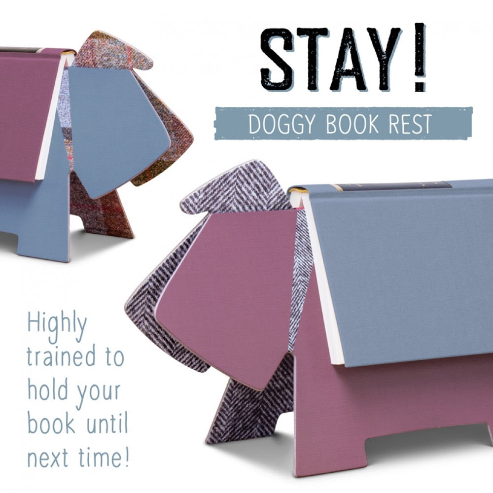 Stay! Doggy Book Rest - Purple Herringbone