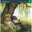 A square cover-style image for a 2027 calendar featuring an illustrated woodland scene with two badgers by a willow tree and water. The top banner reads 'Chris Dunns Wind in the Willows 2027 Calendar' and includes a green 'Zero Plastic' badge.