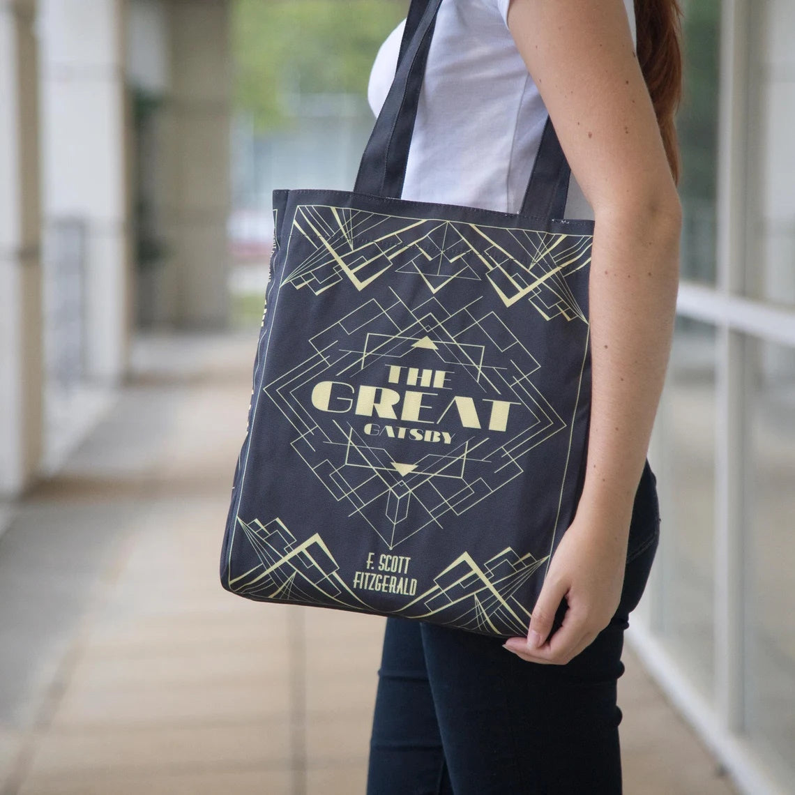 The Great Gatsby Art Deco Black Tote Bag