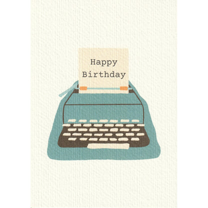 Typewriter Happy Birthday Card - A6