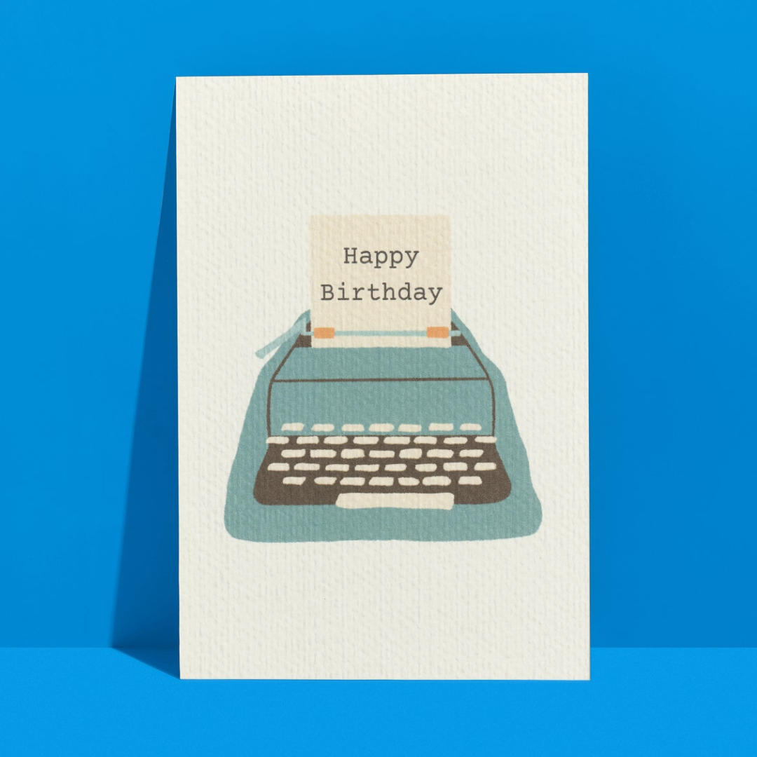 Typewriter Happy Birthday Card - A6