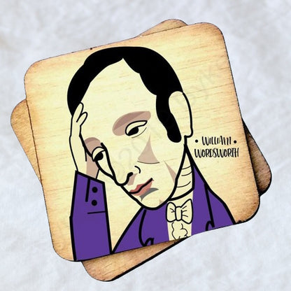 William Wordsworth Rustic Wooden Coaster