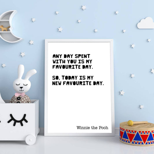 Winnie the Pooh A5 Unframed Quote Print: Any Day Spent With You