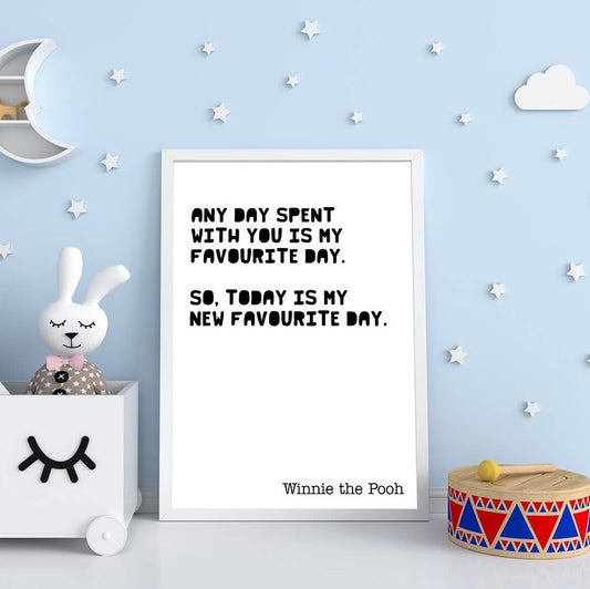 Winnie the Pooh A5 Quote Print: Any Day Spent With You
