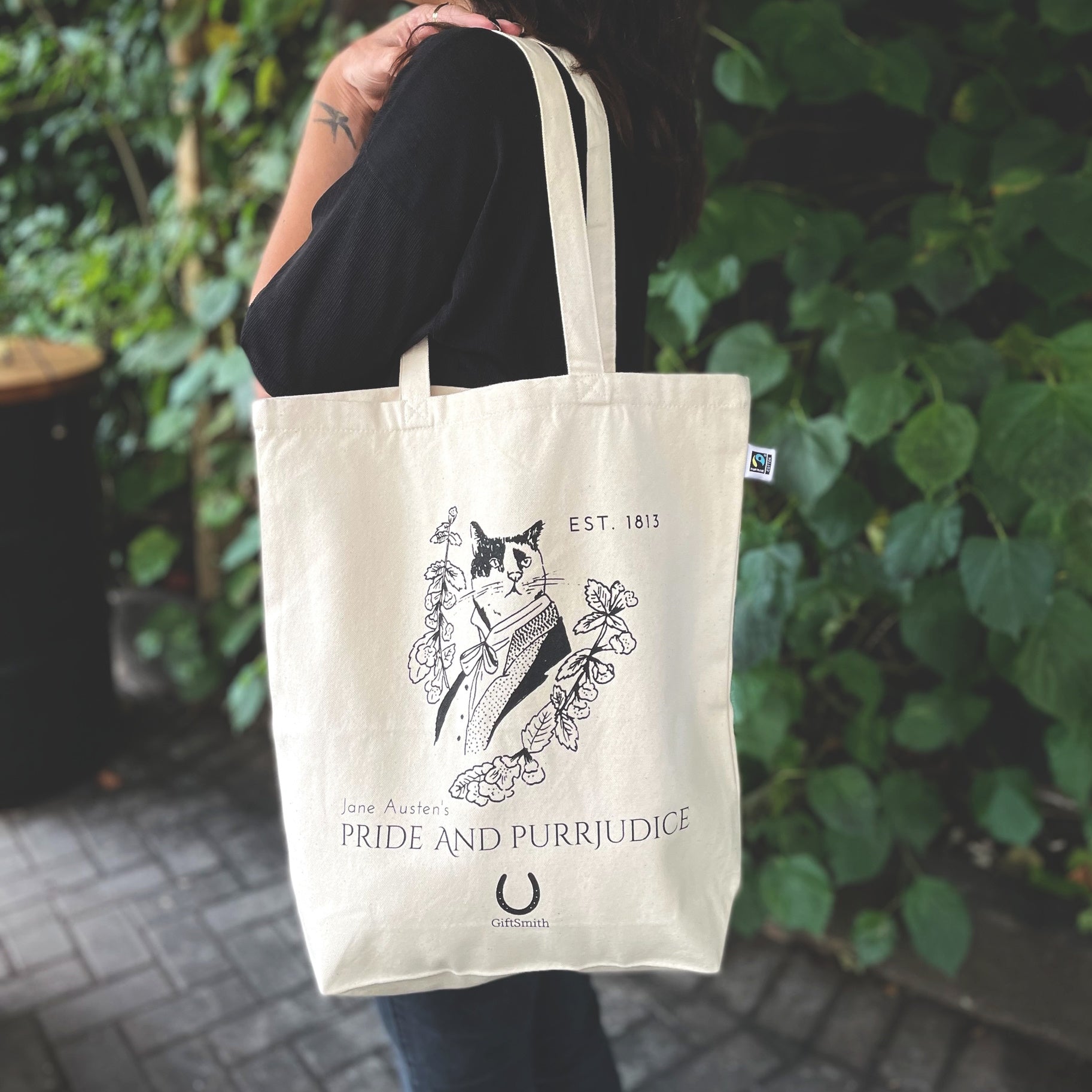 Pride and Purrjudice Fairtrade Organic Tote Bag The Literary Gift Shop