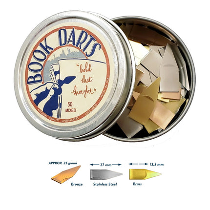 Book Darts Tin Mixed 50 darts of 3 colours