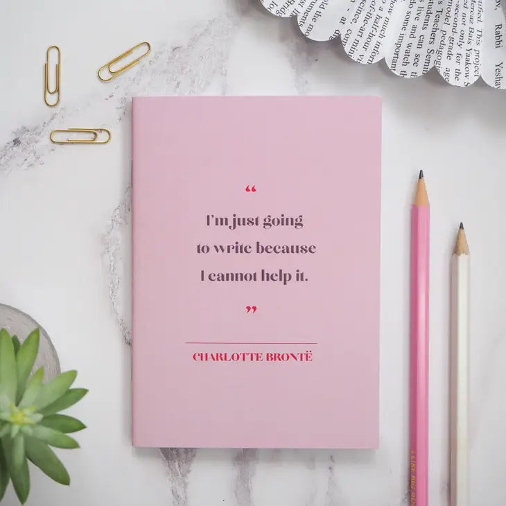 Charlotte Brontë  - Women Writers Pocket Notebook Pink A6 from Literary Emporium