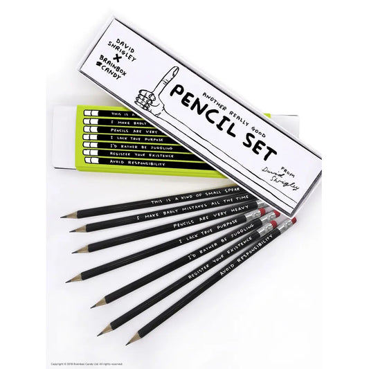 David Shrigley Pencil Set 2 - Pack of 7 Mixed Designs