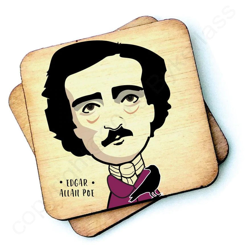 Edgar Allan Poe Rustic Wooden Coaster