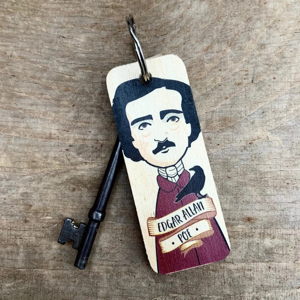 Edgar Allan Poe Character Wooden Keyring