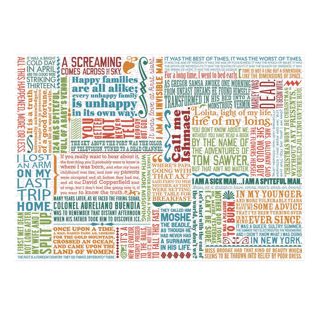 Jigsaw puzzle featuring first lines from literature