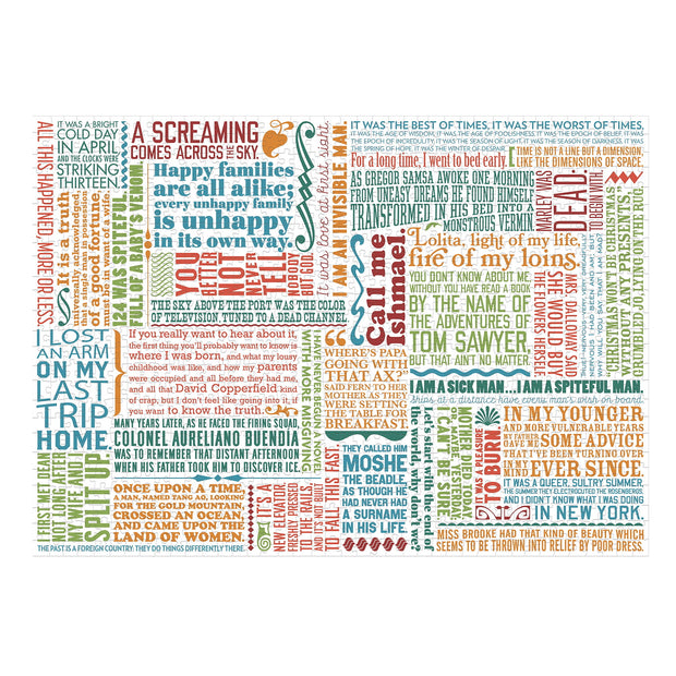 Jigsaw puzzle featuring first lines from literature