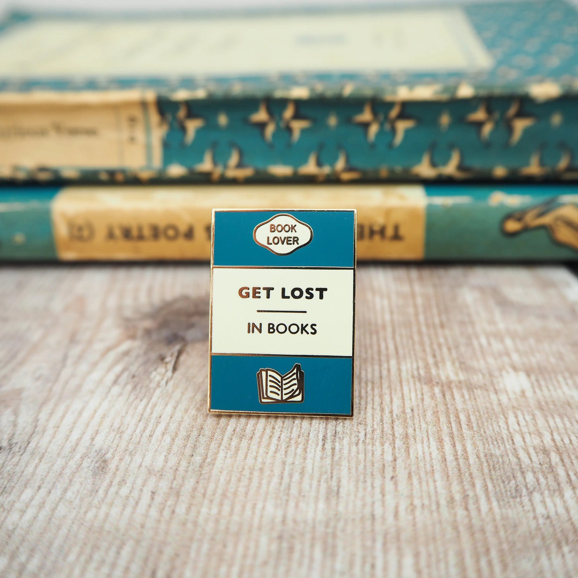 'Get Lost in Books' Book Lover Enamel Pin Badge from Literary Emporium.