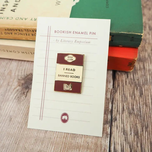 'I Read Banned Books' Book Lover Enamel Pin Badge from Literary Emporium.