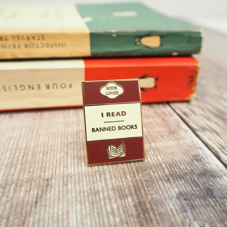 'I Read Banned Books' Book Lover Enamel Pin Badge from Literary Emporium.