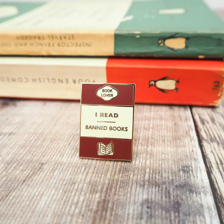 'I Read Banned Books' Book Lover Enamel Pin Badge from Literary Emporium.