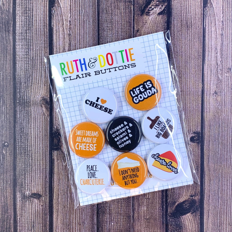 Book Lover Button Pin Badges - Set of 8