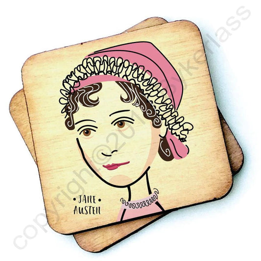Jane Austen Rustic Wooden Coaster