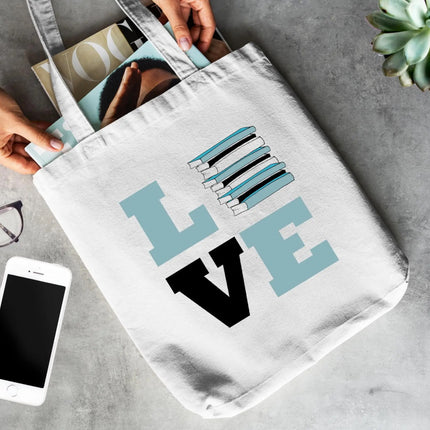 LOVE BOOKS Cotton Tote Bag