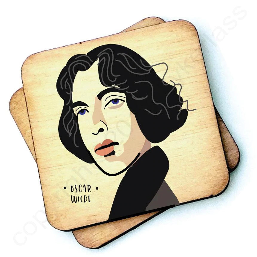 Oscar Wilde Rustic Wooden Coaster