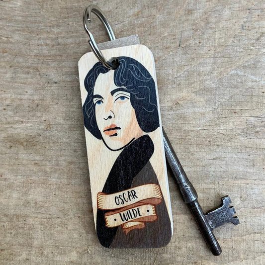 Oscar Wilde Character Wooden Keyring