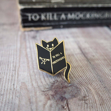 Reading Cat Enamel Pin Literary Emporium