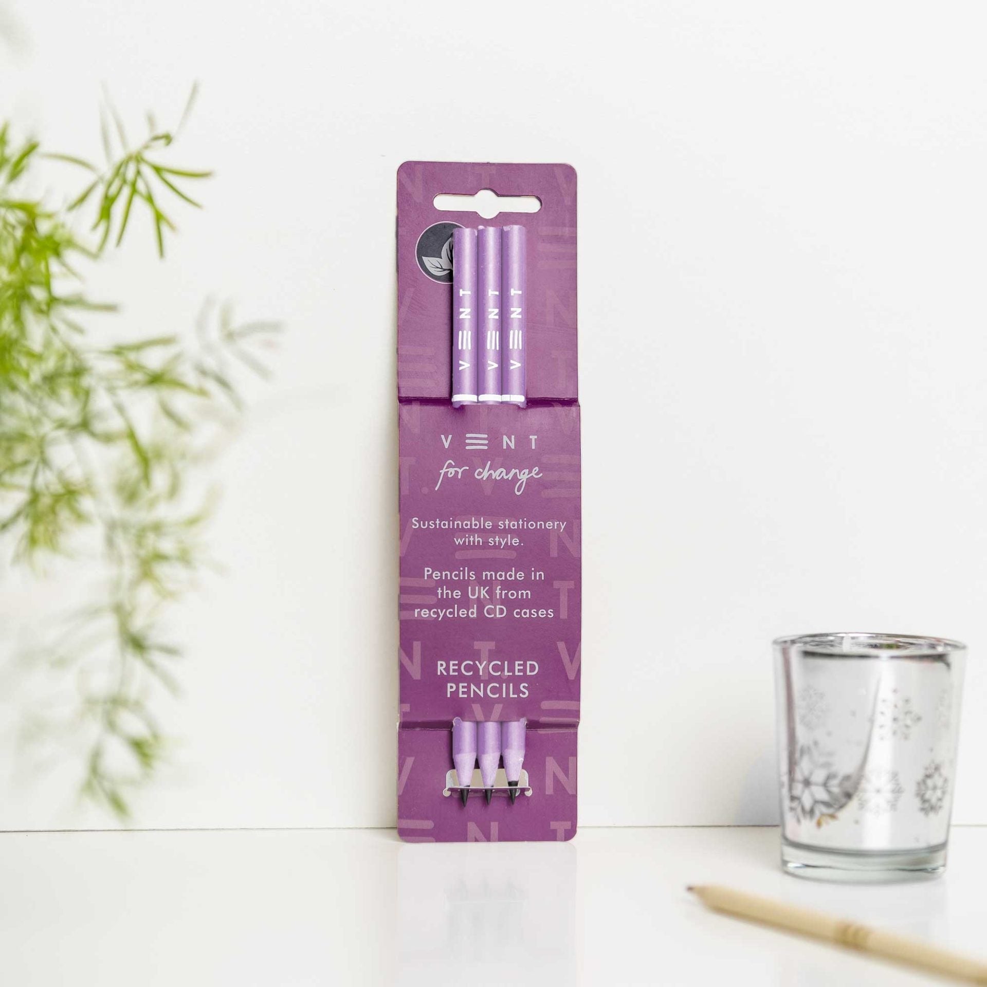 Recycled CD Case Make a Mark Pencils Pack of 3 - Purple