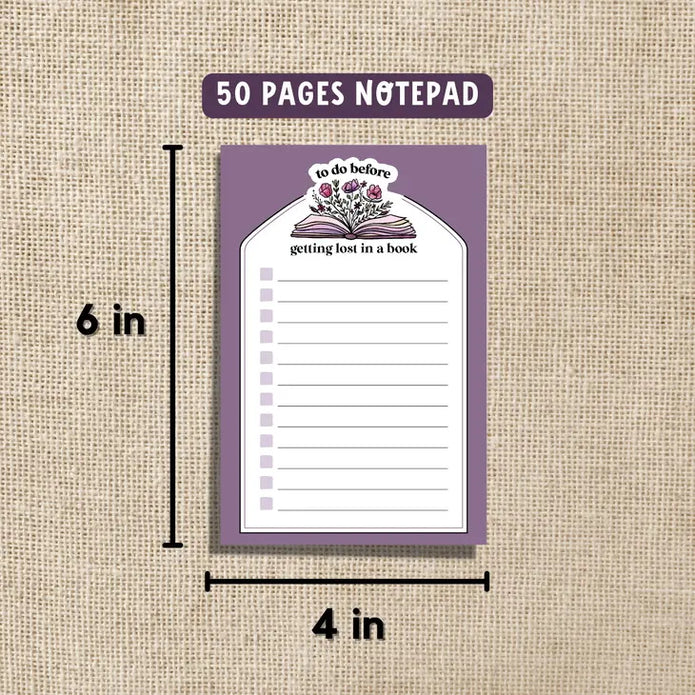 To Do Before Getting Lost in a Book Notepad