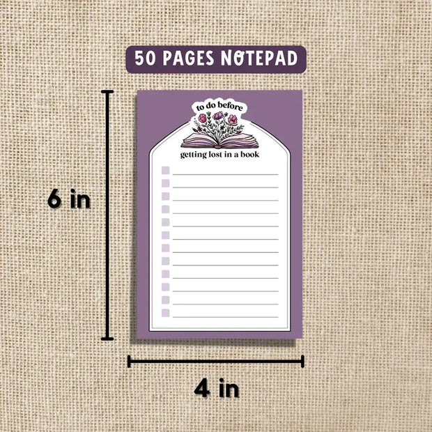 To Do Before Getting Lost in a Book Notepad