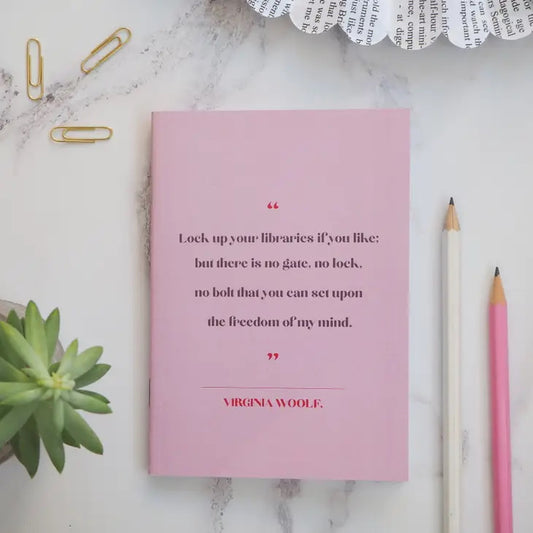 Virginia Woolf - Women Writers Pocket Notebook Pink A6 Literary Emporium